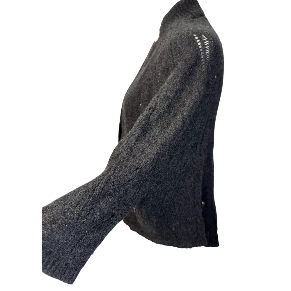 Cashmere Wool Open Knit Cape Cardigan Shawl Women's XS Gray Lagenlook Cozy - Picture 9 of 16
